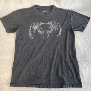 KUIU T-Shirt Mens Medium Grey Rams Horn Big Logo Graphic